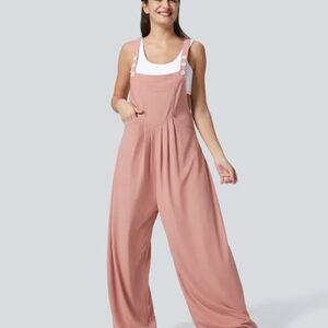 NWT HALARA XL Rose Tan  Wide-Leg Overalls Jumpsuit